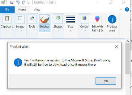 MS Paint will only be available via Microsoft Store