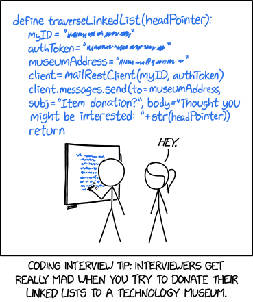 xkcd 2483 – Linked List Interview Problem