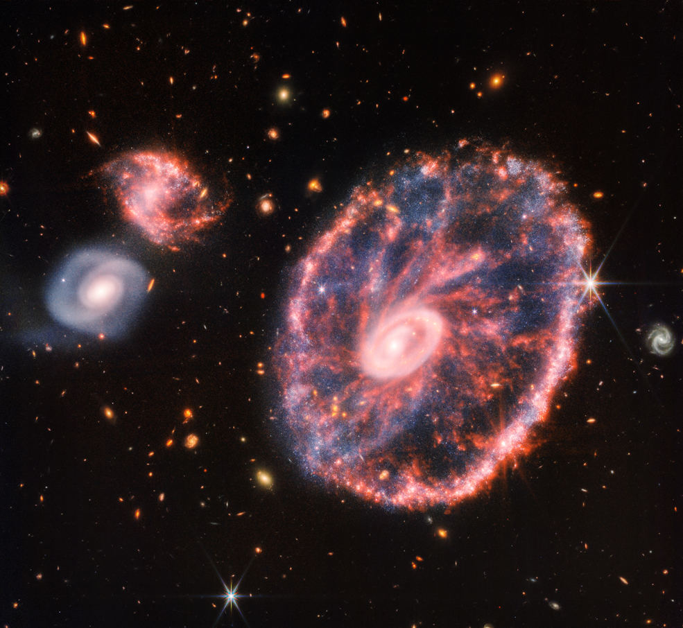 Blick auf die Wagenradgalaxie via James-Webb-Weltraumteleskop