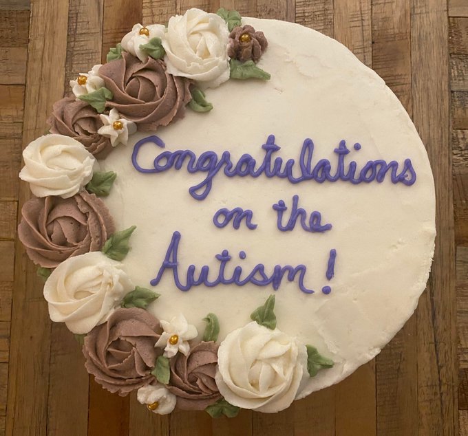 Congratulations on the autism cake