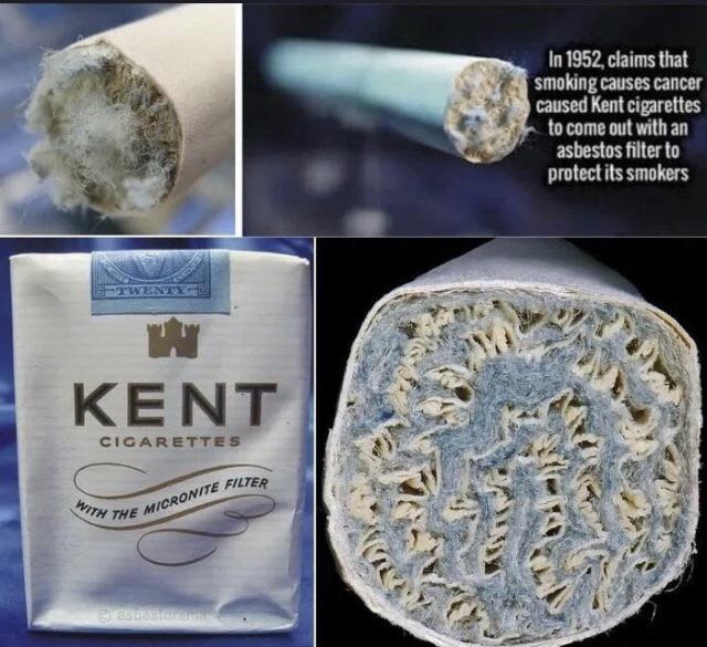 Cigarettes with asbestos filter to prevent cancer