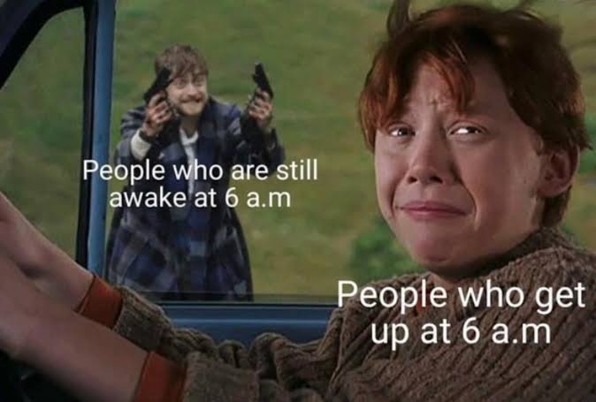 People who are still awake at 6 a.m. vs. people who get up at 6 a.m.